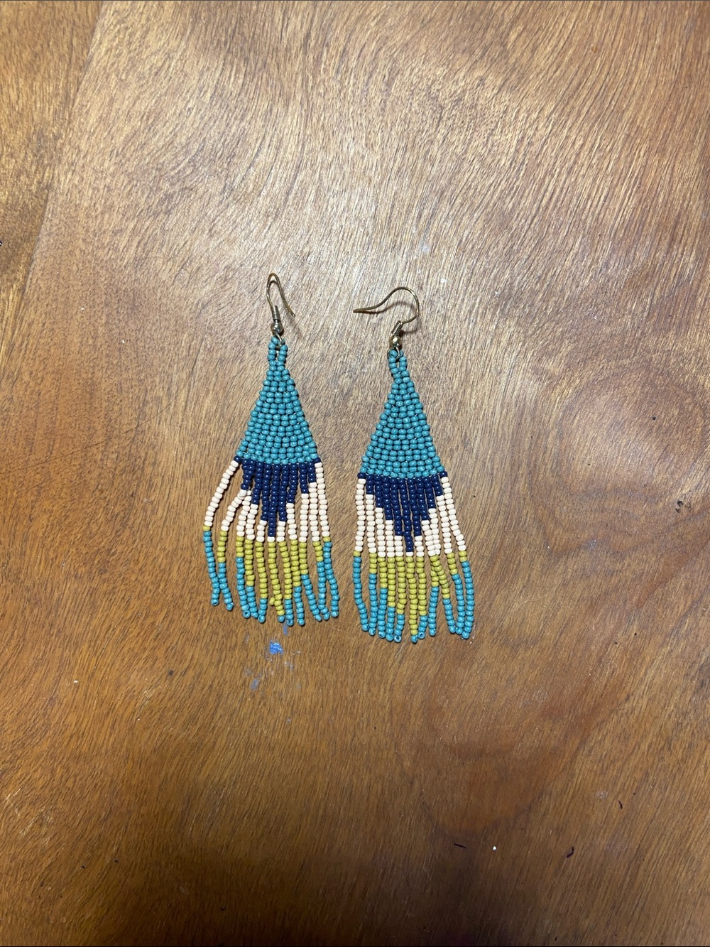 Triangle Beaded Drop Earrings
